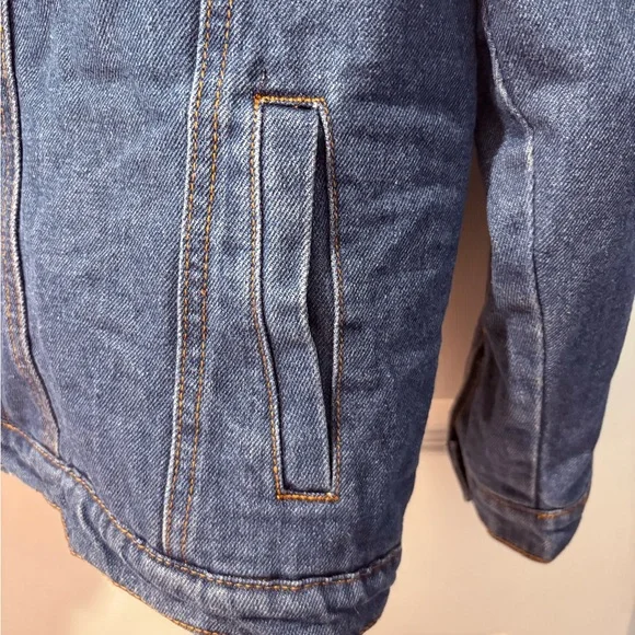 Vintage Men's Blue Sherpa-Lined Denim Jacket - Picture 4 of 14